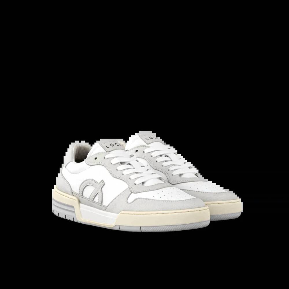 NEW LOCI women's atom sneakers in white/grey/cream